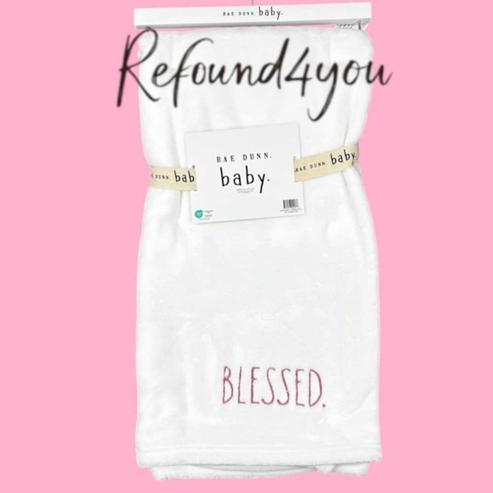 Rae Dunn - ‘Blessed - Pink’ Plush Baby Blanket. 30“x40“ NWT Firm unless bundled!
